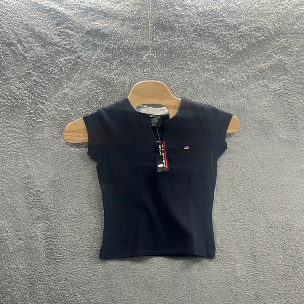 NWT polo jeans co ralph lauren preppy collarless women's polo shirt size M
